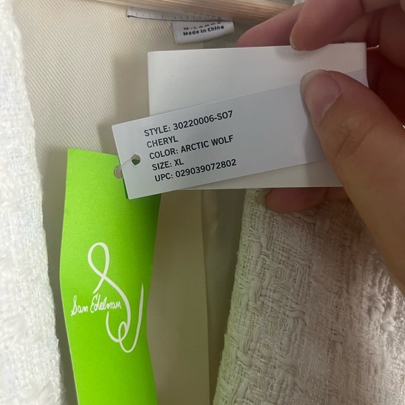 Sam Edelman Cheryl Open Front Crop Blazer in arctic wolf cream gold size XL - Picture 6 of 10